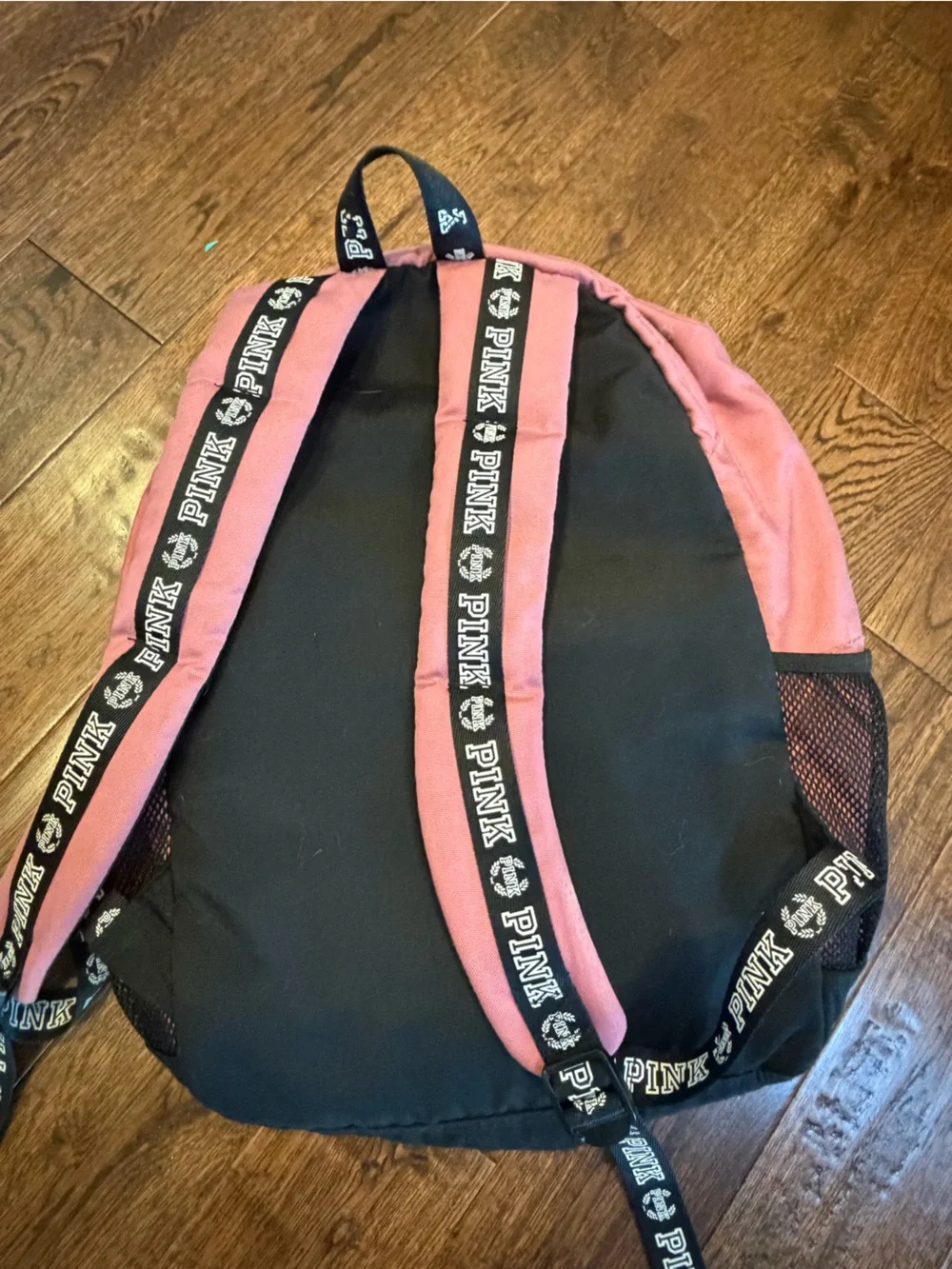 PINK Victoria's Secret Pink Canvas Backpack with Black Bottom and Trim